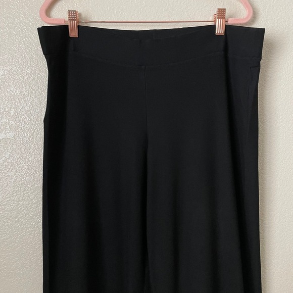 Eileen Fisher Pants Womens Medium Black Washable Crepe Wide Leg Pull On Minimal - Picture 4 of 11
